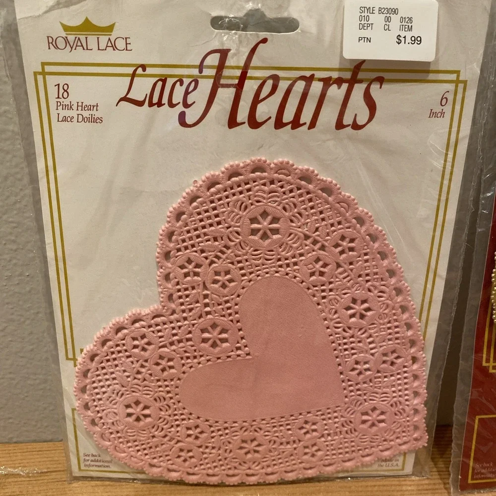 Open Package/partial Royal Lace 4 And 6 Inch Heart Doilies Pink White Red Gold‎